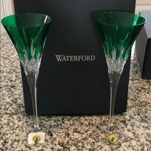 Waterford Crystal emerald toasting flute set of 2